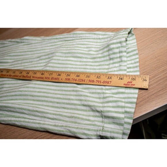 LOFT Petite LP green white striped linen pants wide leg - Picture 7 of 7